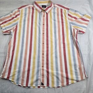 UNTUCKit Vermaz XXL Multicolor Striped Short Sleeve Button Up Shirt Mens Cotton